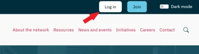 Log in button location