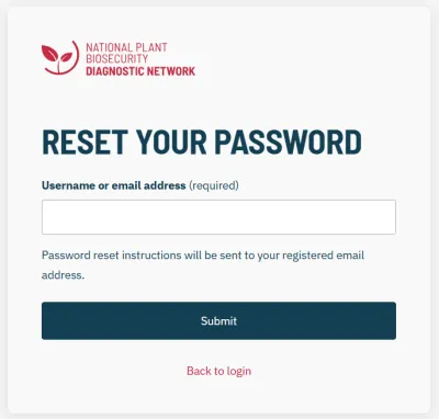reset password pop up screen