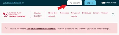 My account button location on screen